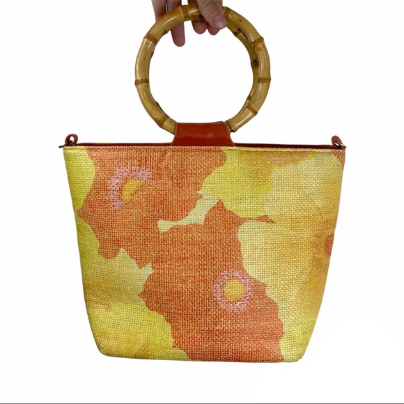 Vintage Sunny Hawaii Floral Bamboo Handbag - Picture 3 of 12